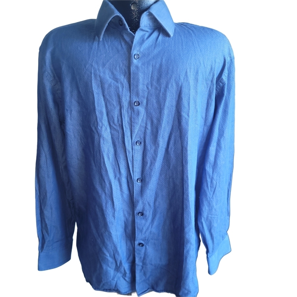 Michael Kors Men's Casual Blue Button-Down Shirt Size L
